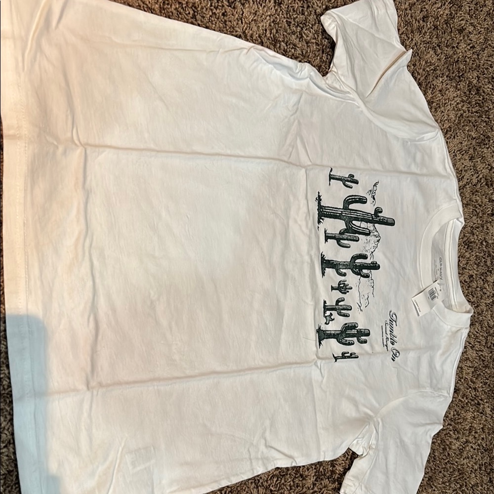 Old Navy White T-Shirt with Cactus Design